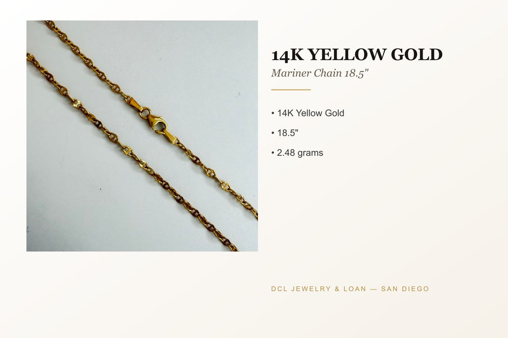 14K Yellow Gold Mariner Chain 18.5 Inch