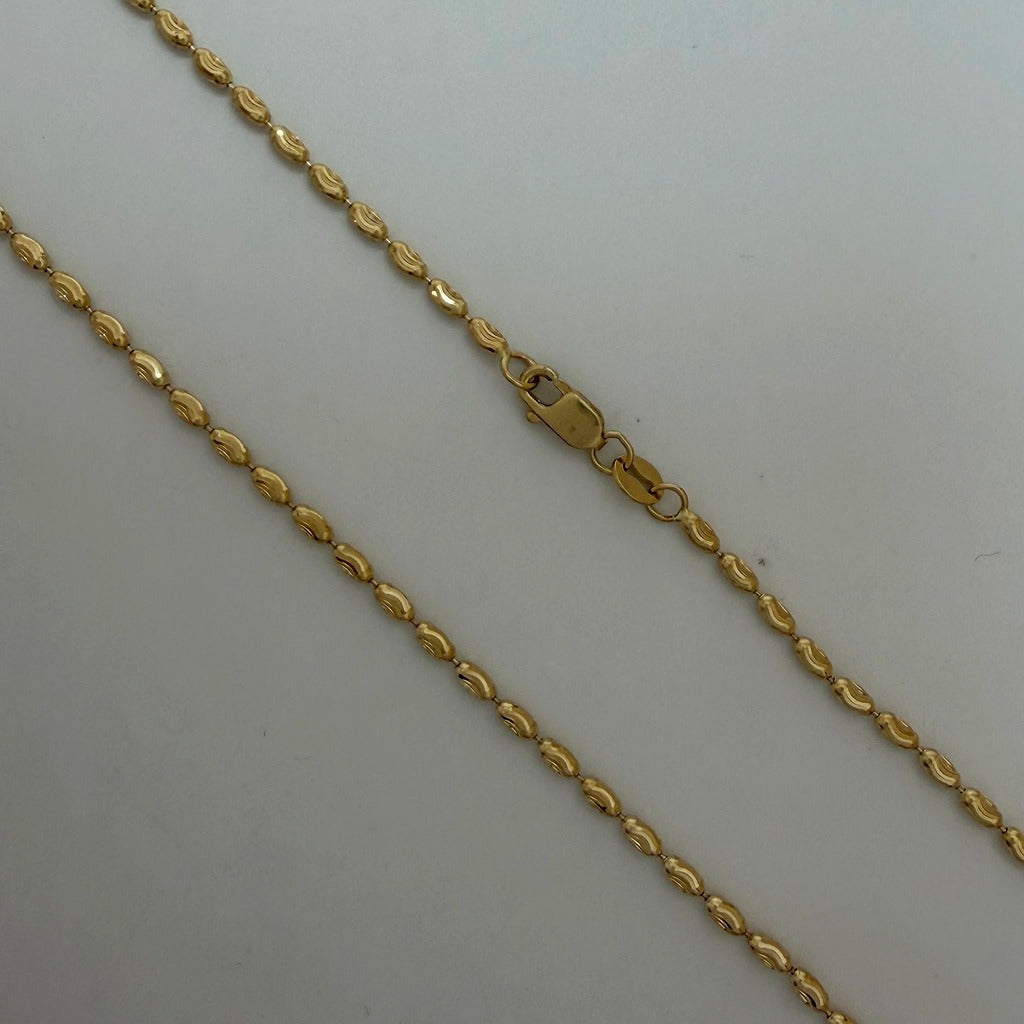 14K Gold Diamond Cut Oval-Ball Chain 18"