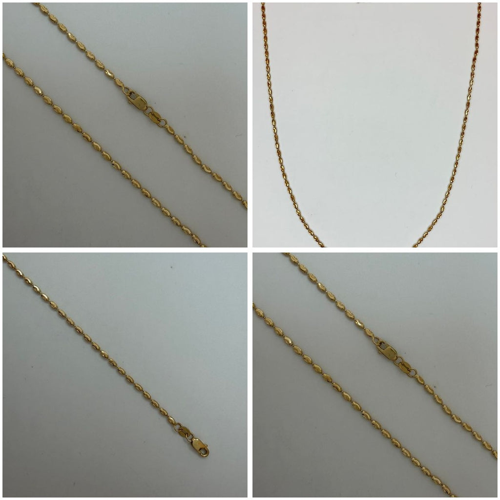 14K Gold Diamond Cut Oval-Ball Chain 18"