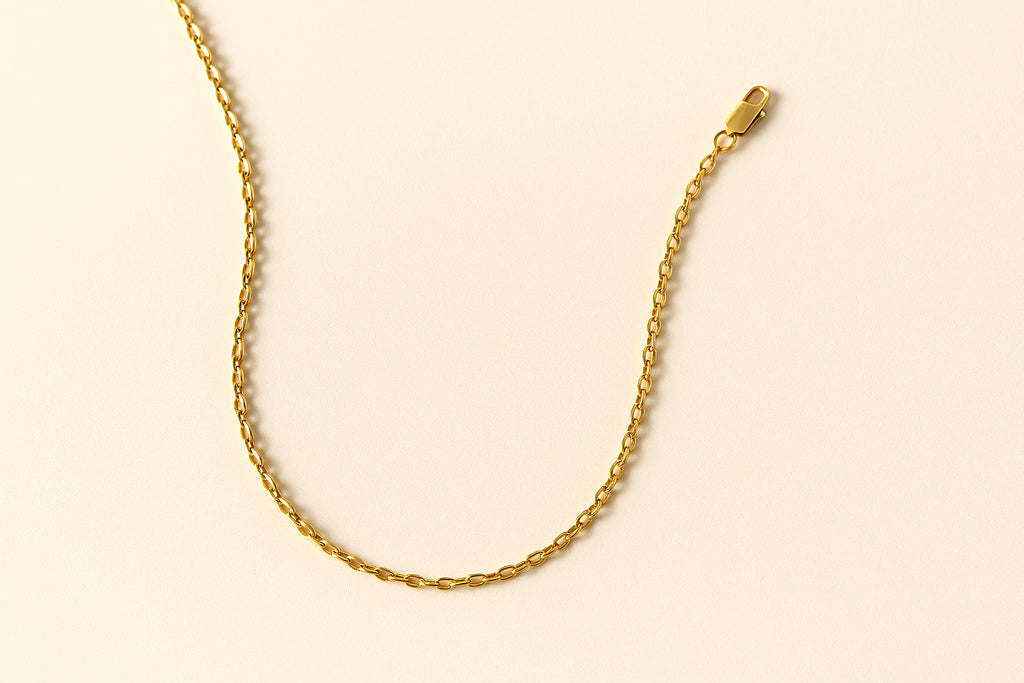 14K Gold Diamond Cut Oval-Ball Chain 18"