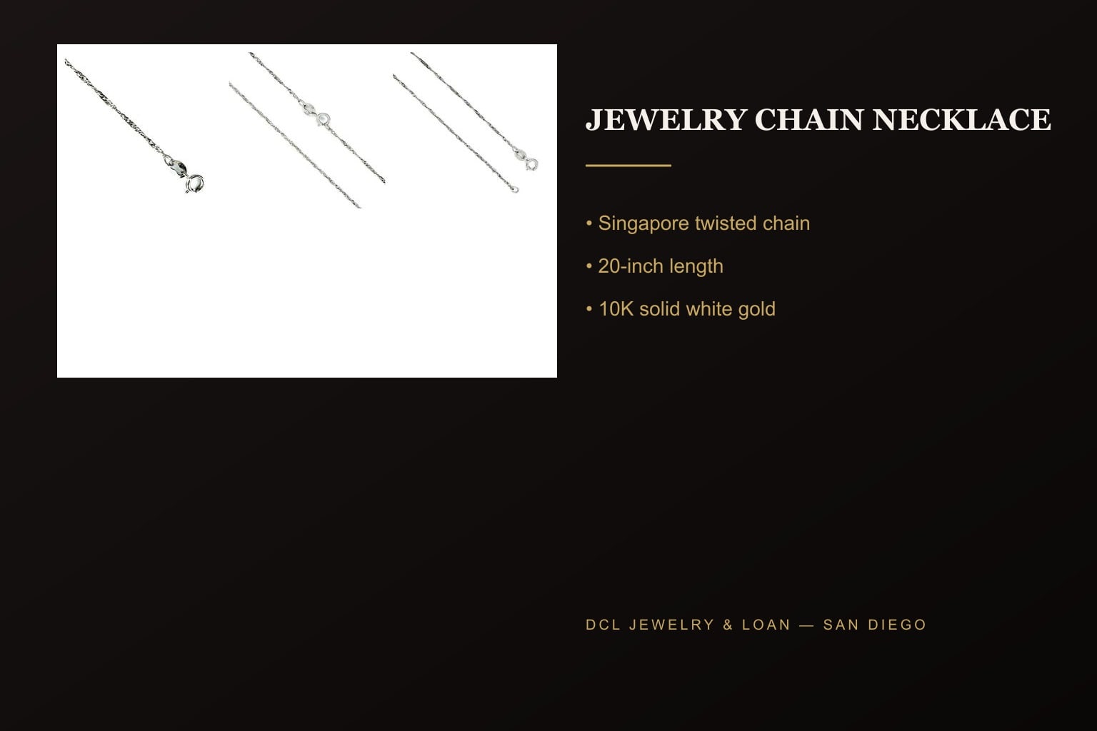 10K White Gold Singapore Chain Necklace