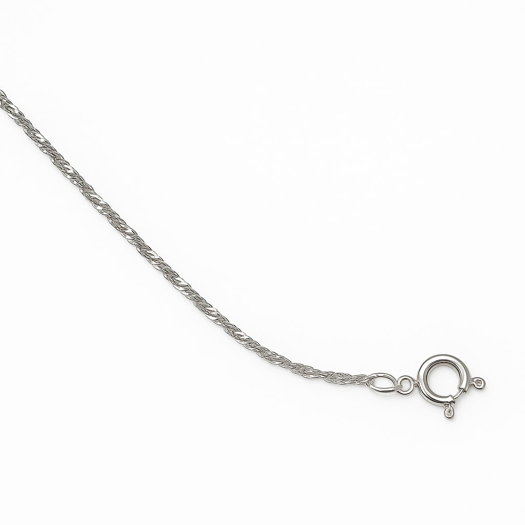 10K White Gold Singapore Chain Necklace