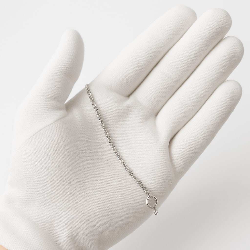 10K White Gold Singapore Chain Necklace