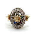 14K Gold 0.10 ctw Diamond Masonic Ring Size 4.25