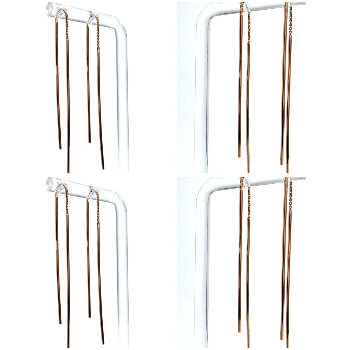 18K Rose Gold Long-Bar Threader Earrings