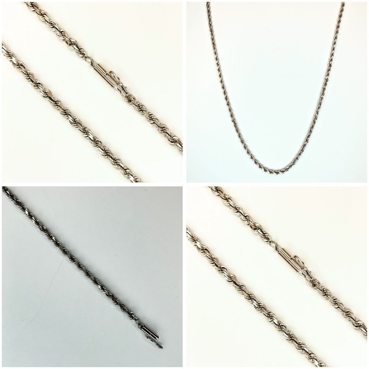 14K White Gold Rope Chain 18"
