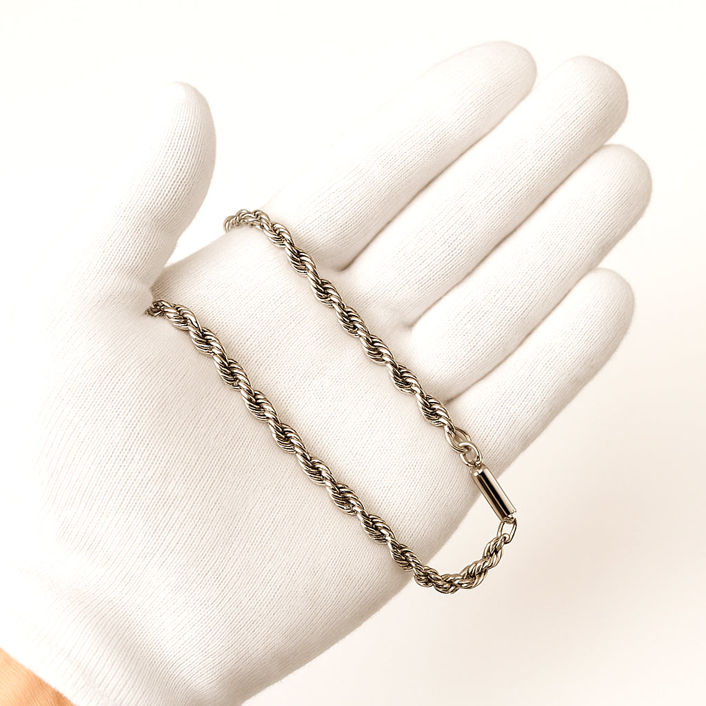 14K White Gold Rope Chain 18"