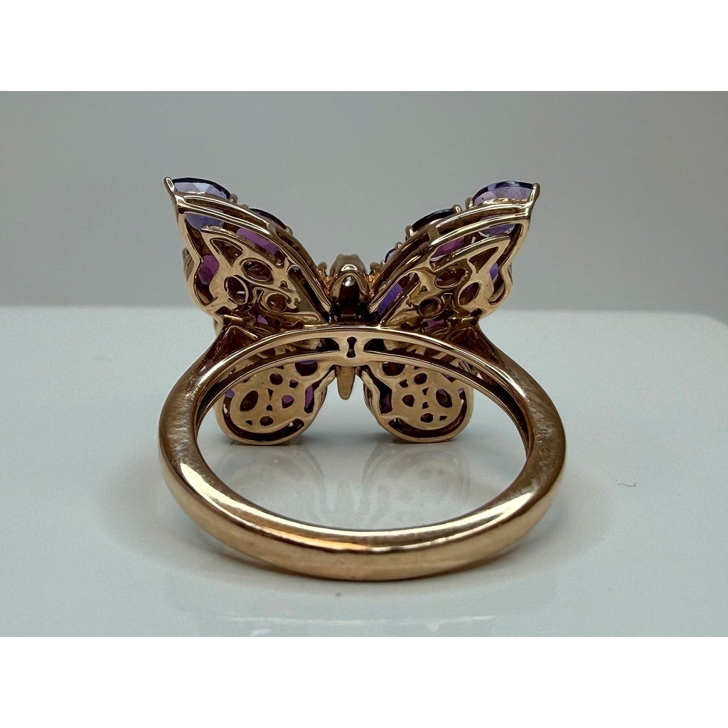 Effy 14K Rose Gold Butterfly Ring 34 Gemstones