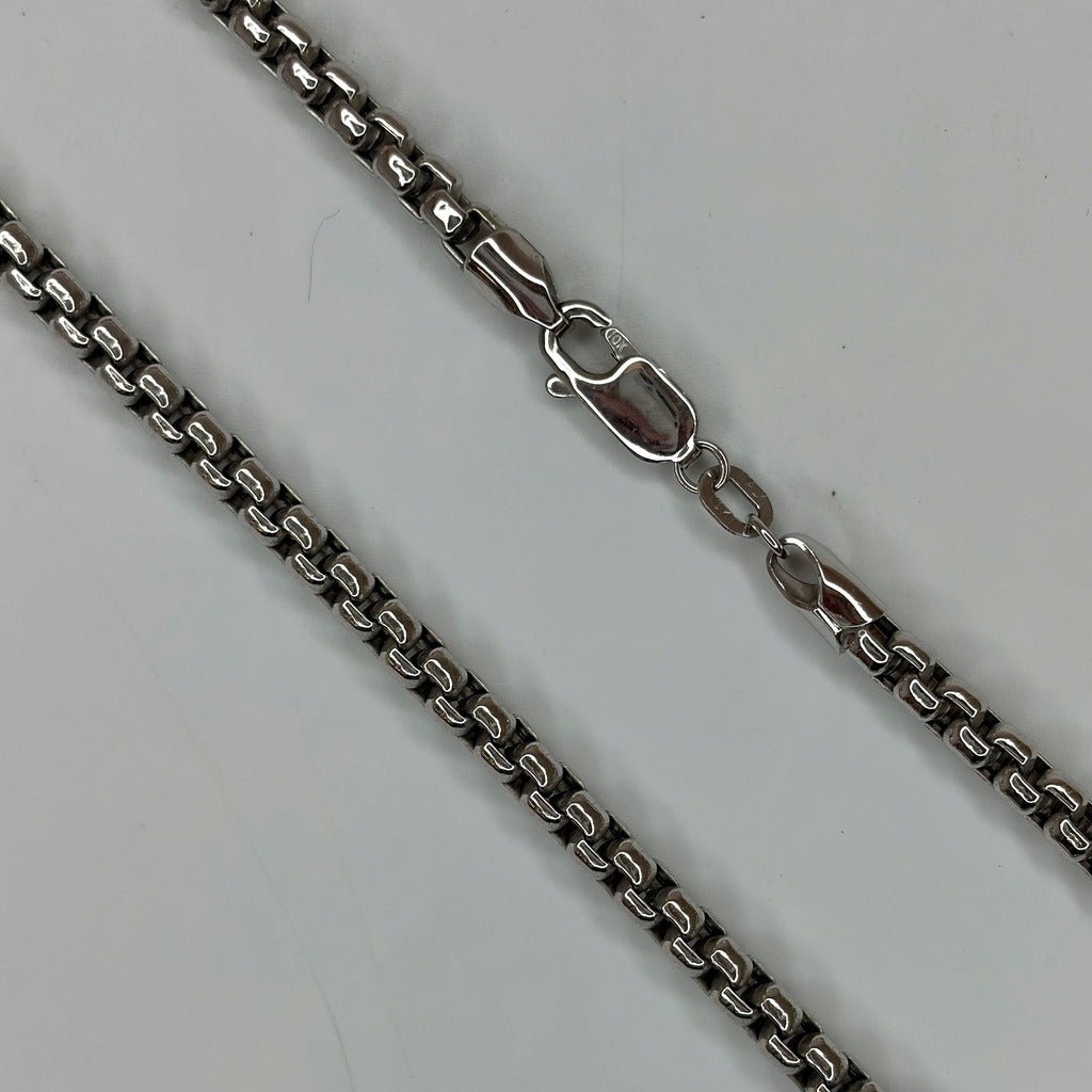 14K White Gold Rounded Box Chain Necklace