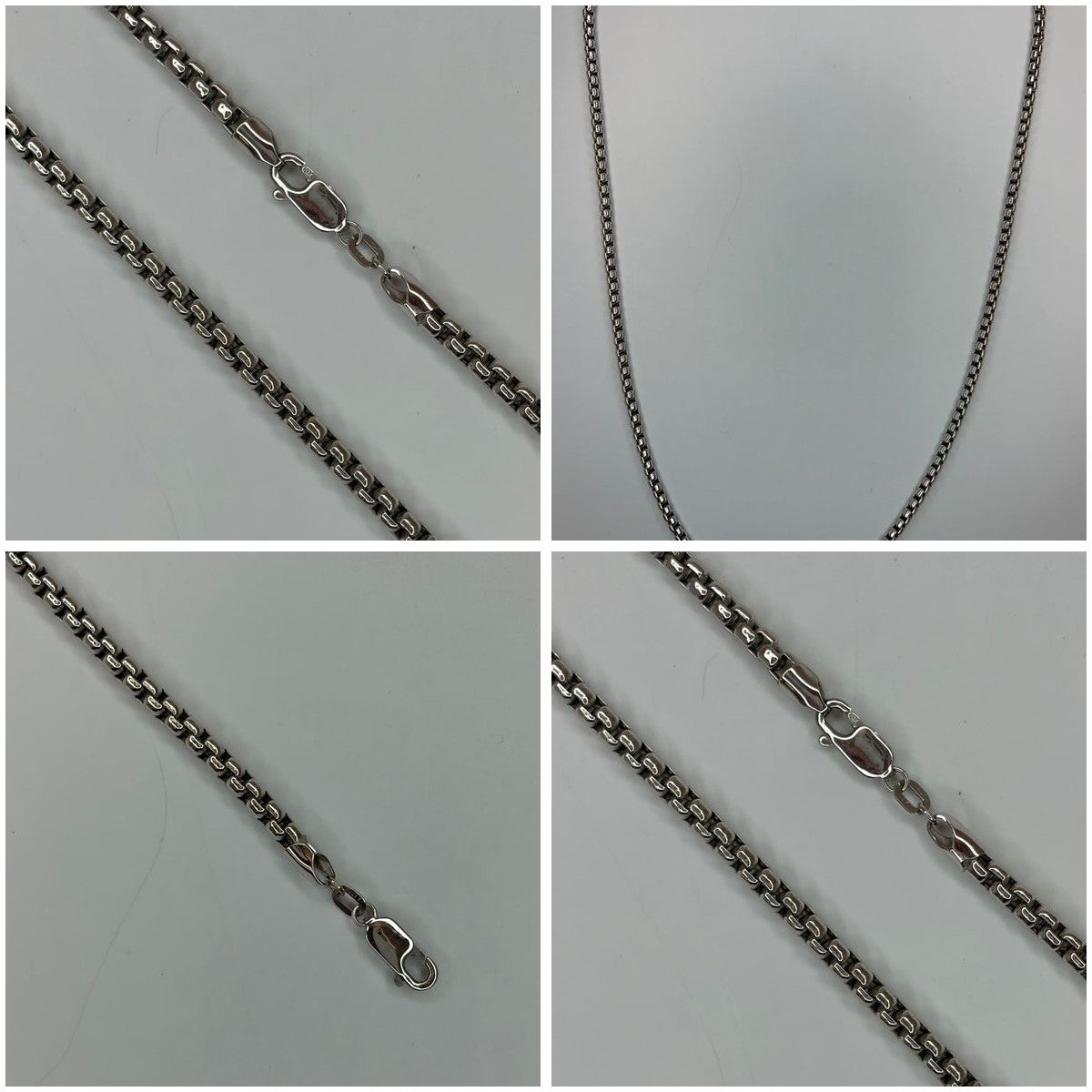 14K White Gold Rounded Box Chain Necklace