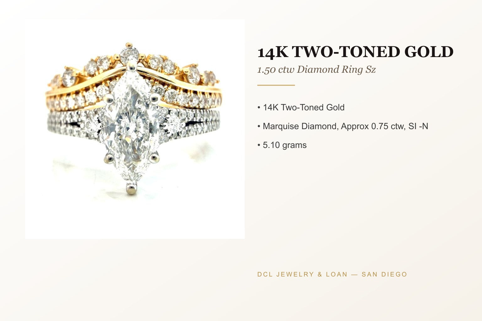 14K Two-Toned Gold 1.50 ctw Diamond Ring