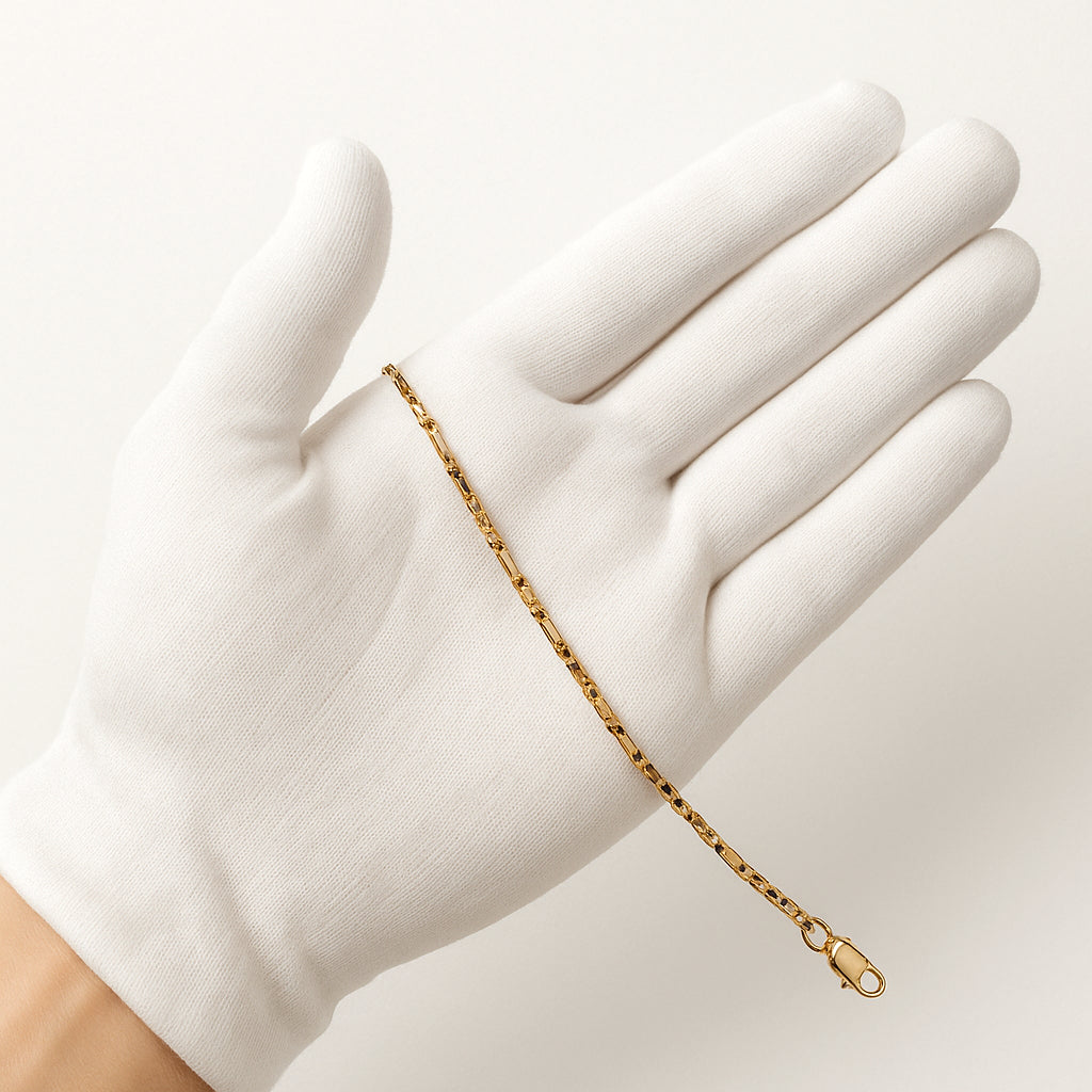 18K Gold Mirrored Bar-Link Chain 22"