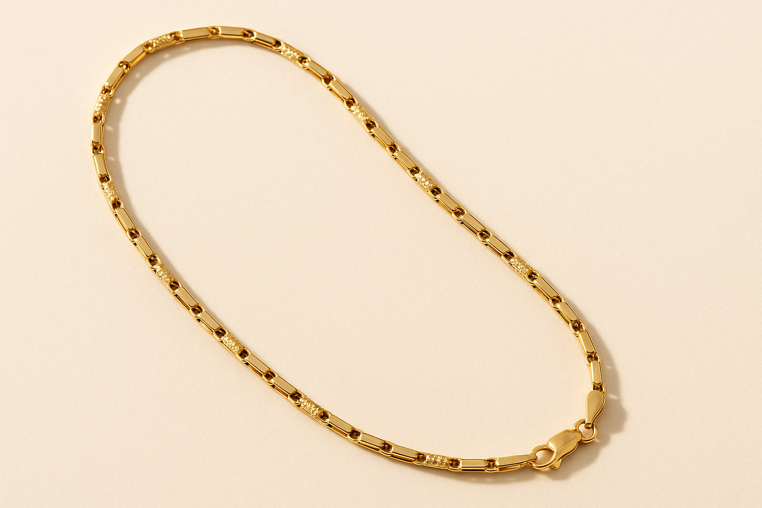18K Gold Mirrored Bar-Link Chain 22"