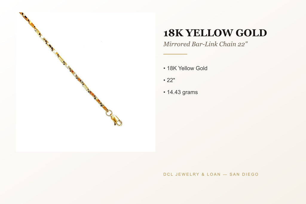 18K Gold Mirrored Bar-Link Chain 22"