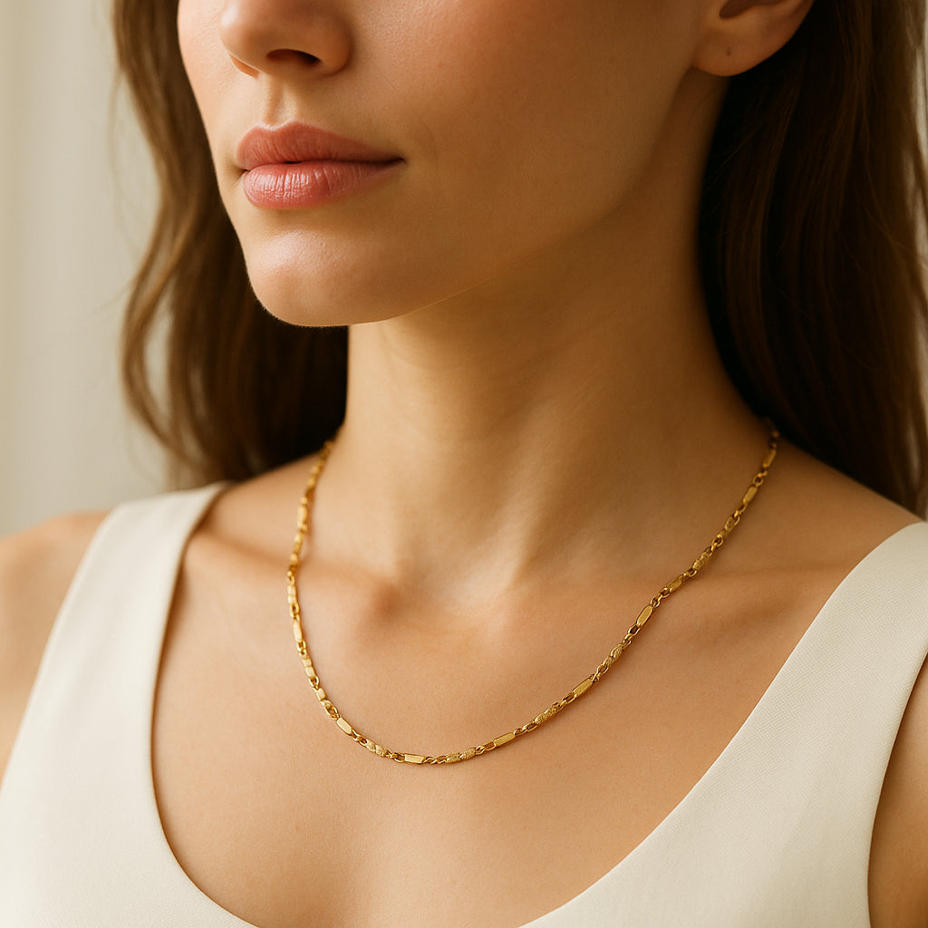 18K Gold Mirrored Bar-Link Chain 22"