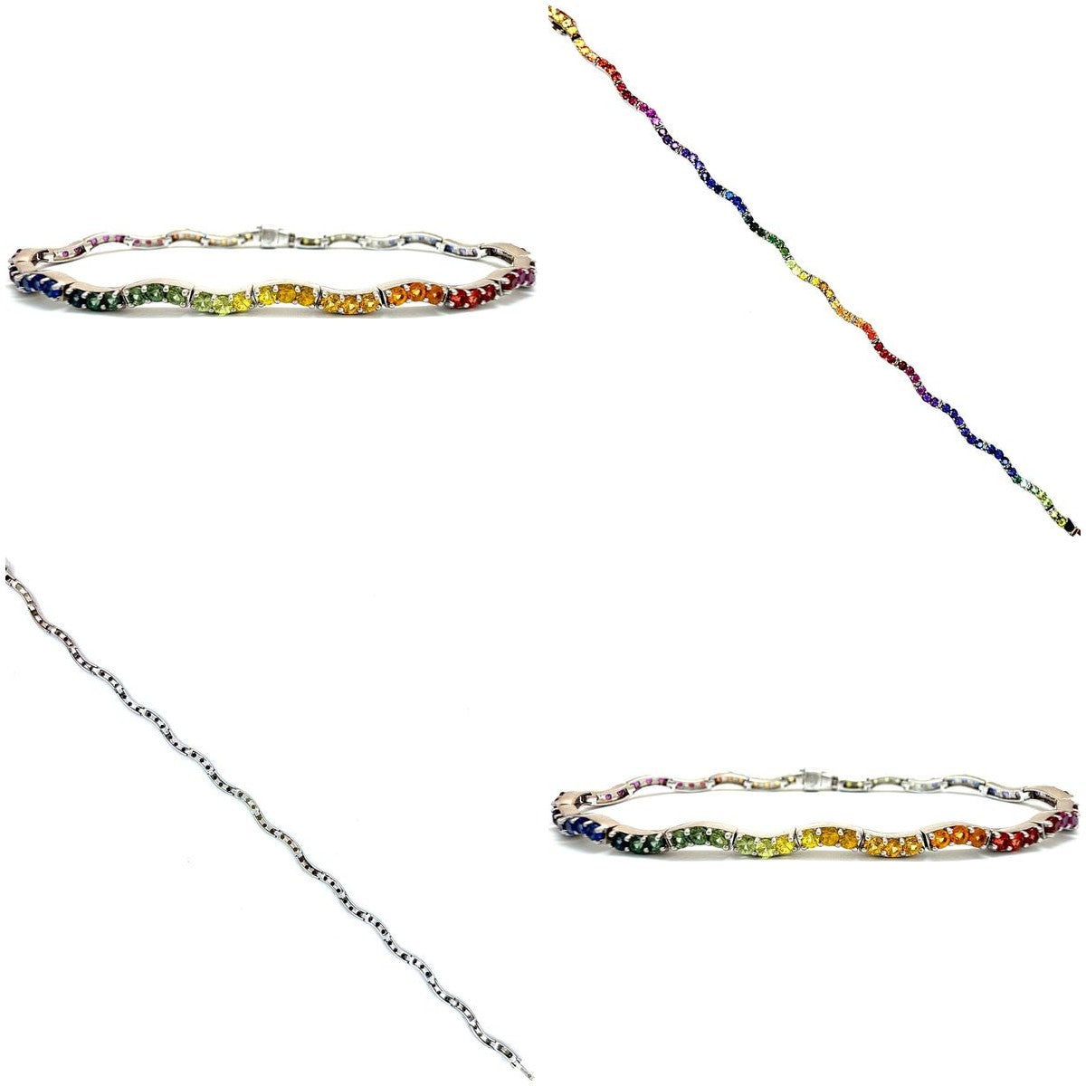 14K White Gold Gemstone 7" Bracelet
