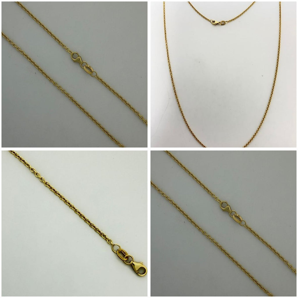 14K Yellow Gold Cable Link Chain 20 Inch