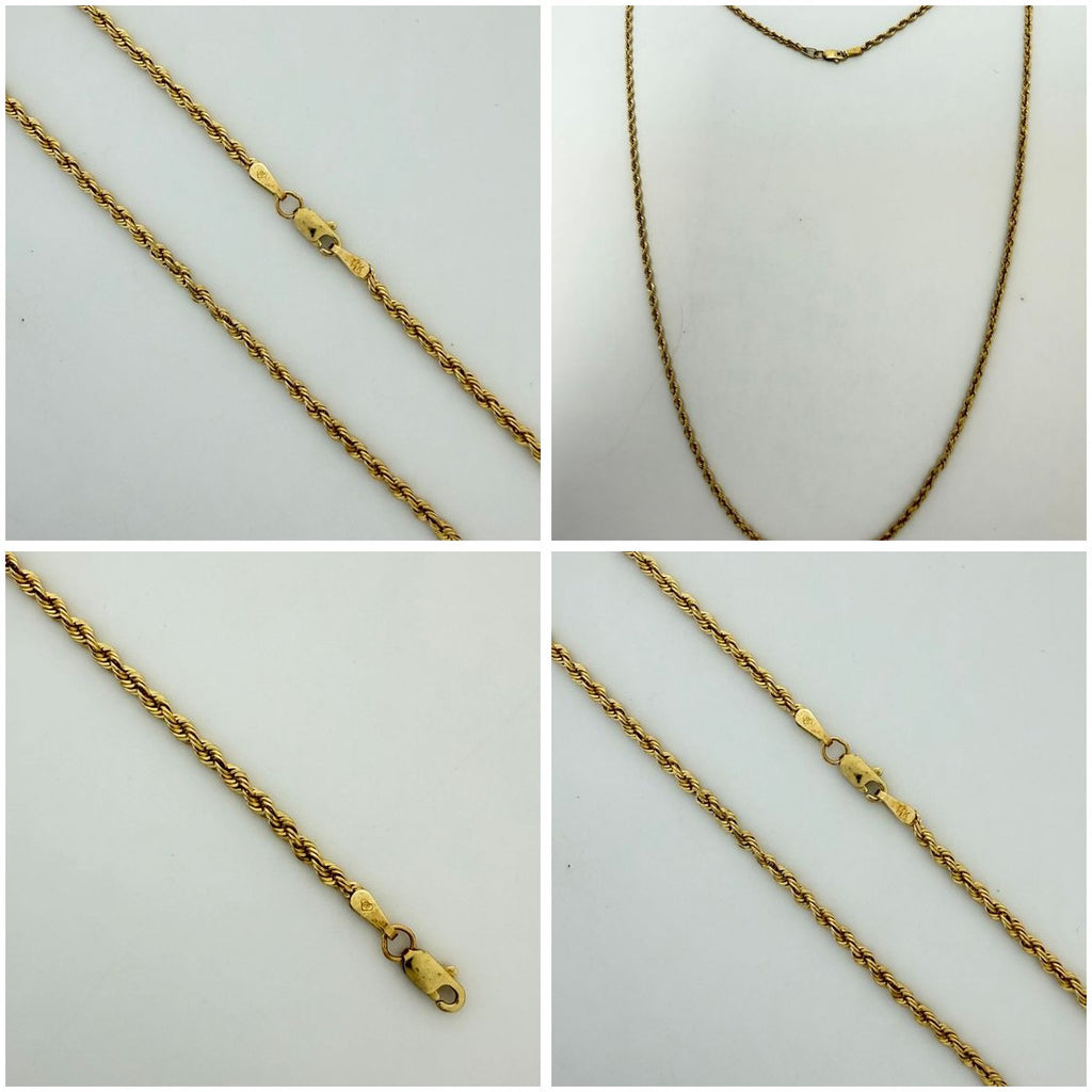 14K Yellow Gold Rope Chain Necklace 20"