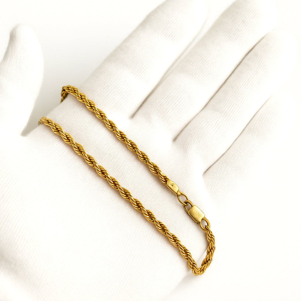 14K Yellow Gold Rope Chain Necklace 20"