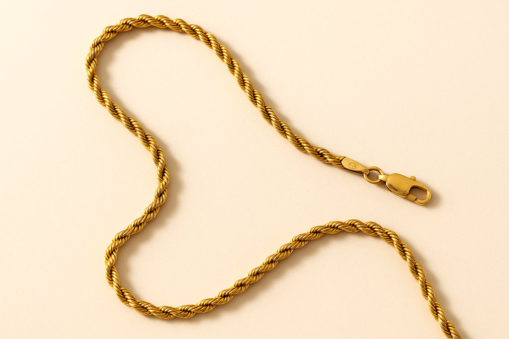 14K Yellow Gold Rope Chain Necklace 20"
