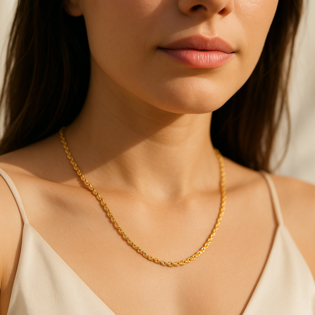 14K Yellow Gold Rope Chain Necklace 20"