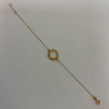 14K Yellow Gold Curb Chain Circle Pendant Bracelet