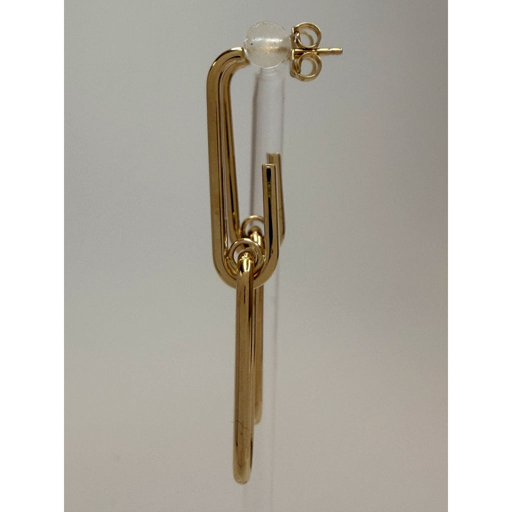 14K Yellow Gold Paperclip Earrings