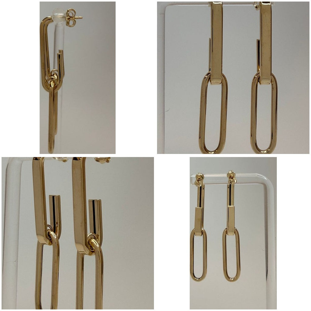 14K Yellow Gold Paperclip Earrings