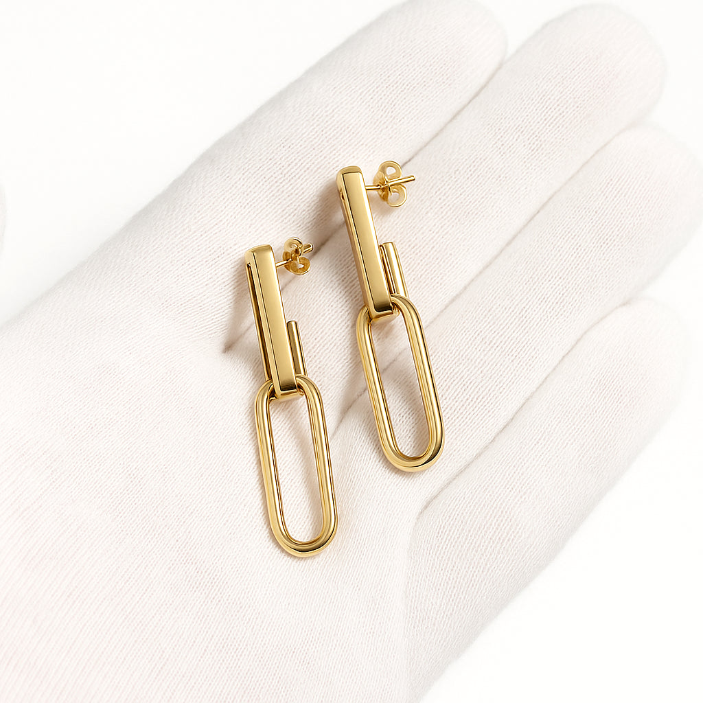 14K Yellow Gold Paperclip Earrings