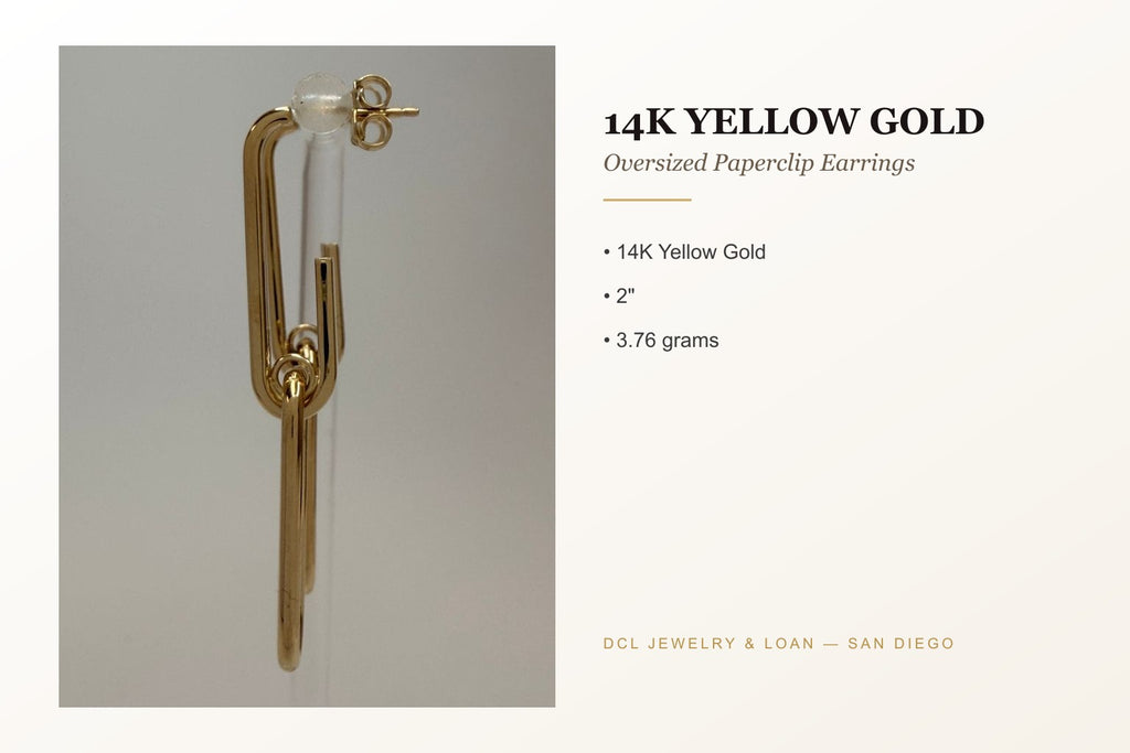 14K Yellow Gold Paperclip Earrings