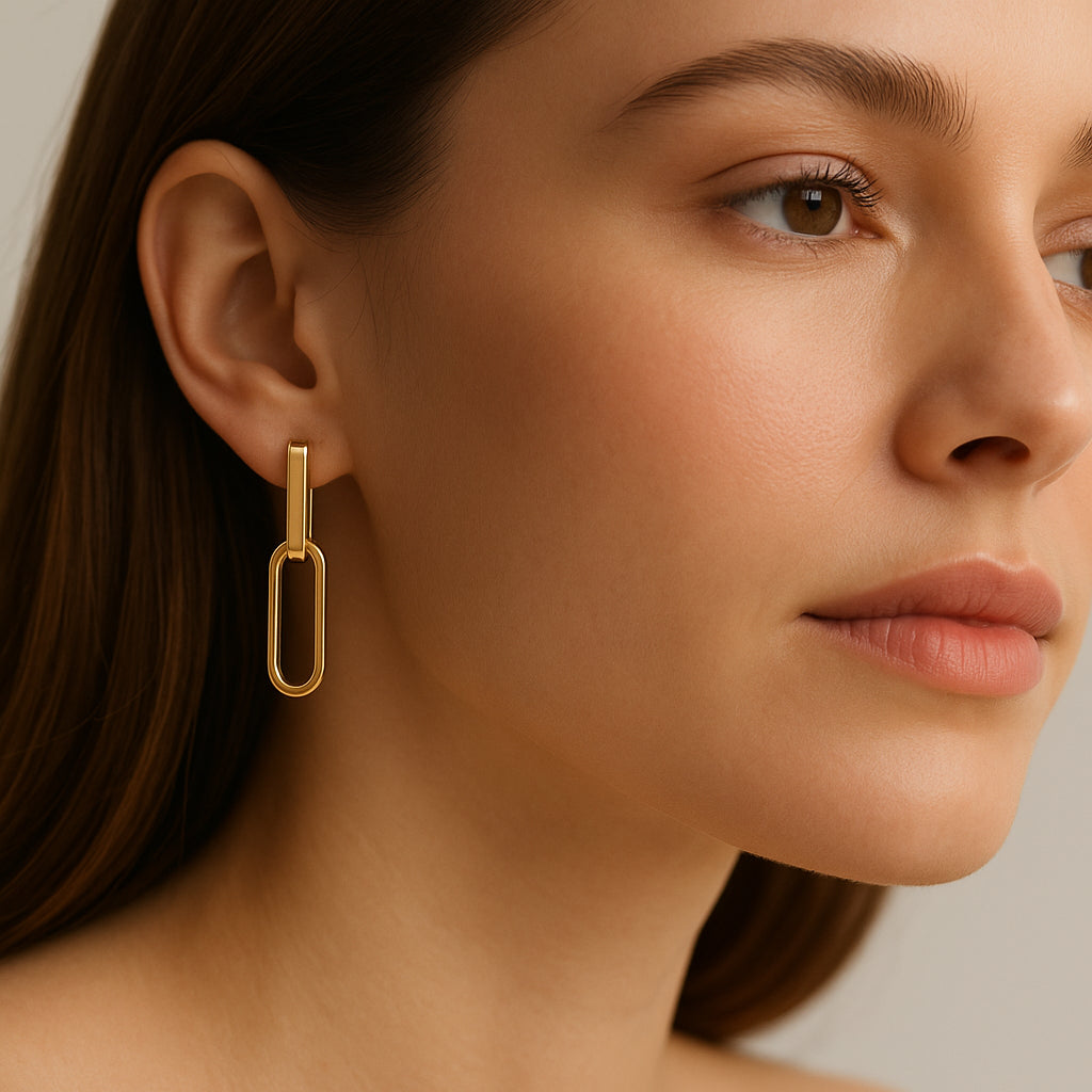 14K Yellow Gold Paperclip Earrings