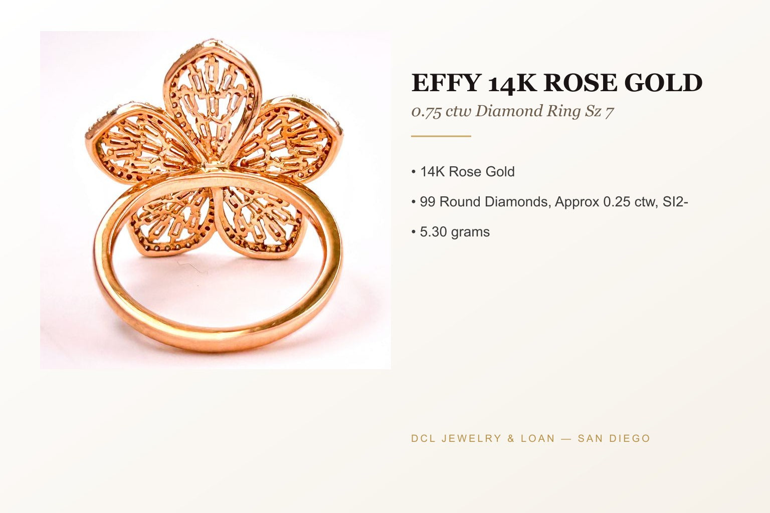 Effy 14K Rose Gold 0.75 ctw Diamond Ring