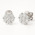 14K White Gold Diamond Cluster Earrings 1