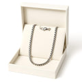 14K White Gold Rounded Box Chain Necklace 1