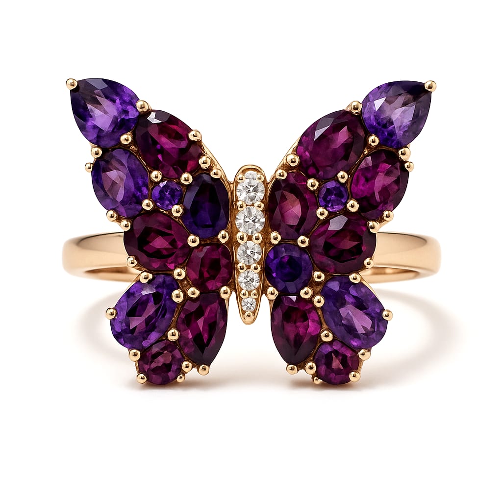 Effy 14K Rose Gold Butterfly Ring 34 Gemstones 1