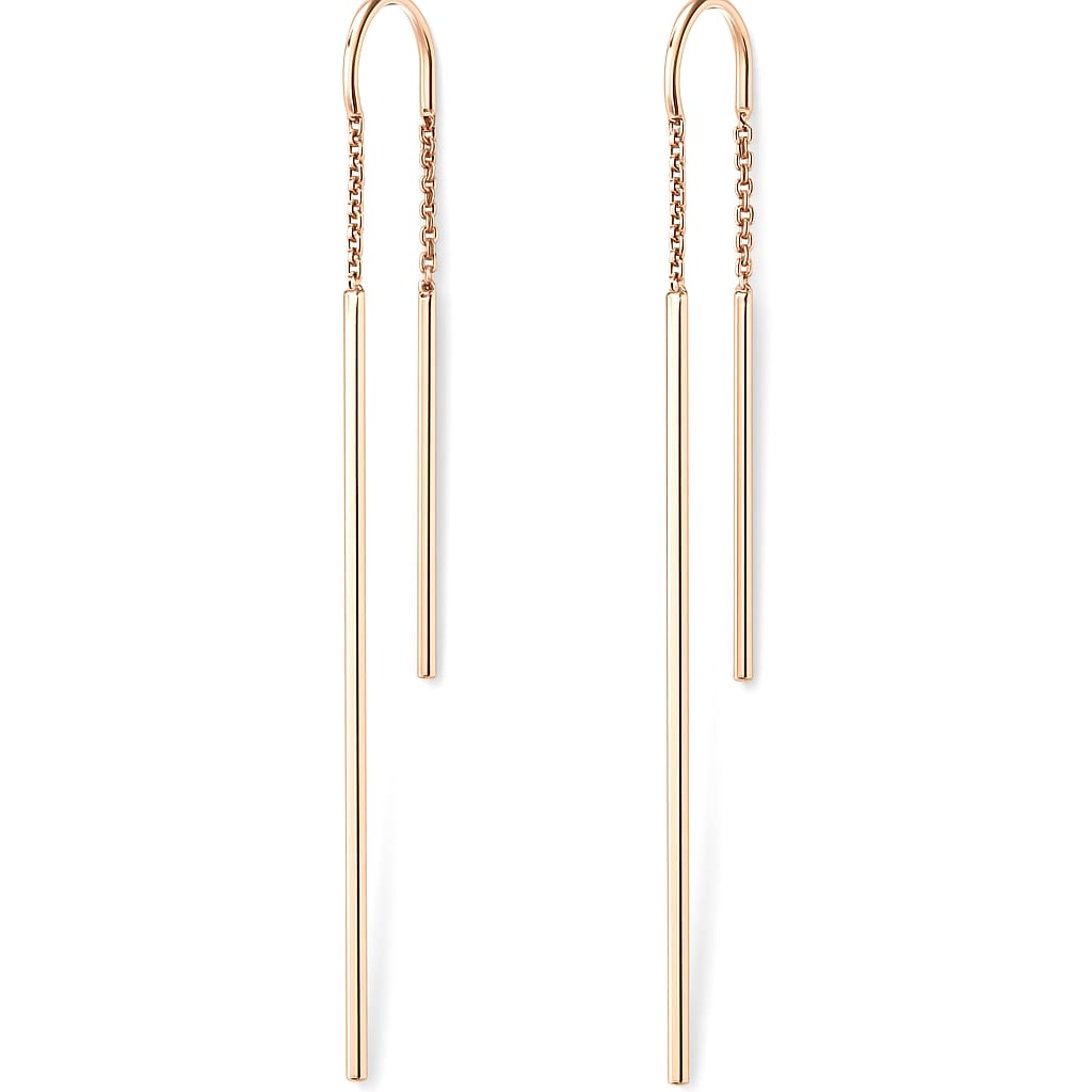 18K Rose Gold Long-Bar Threader Earrings 1
