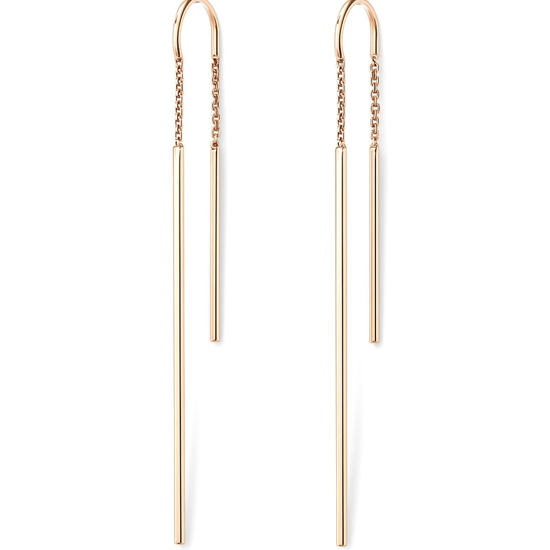 18K Rose Gold Long-Bar Threader Earrings 1