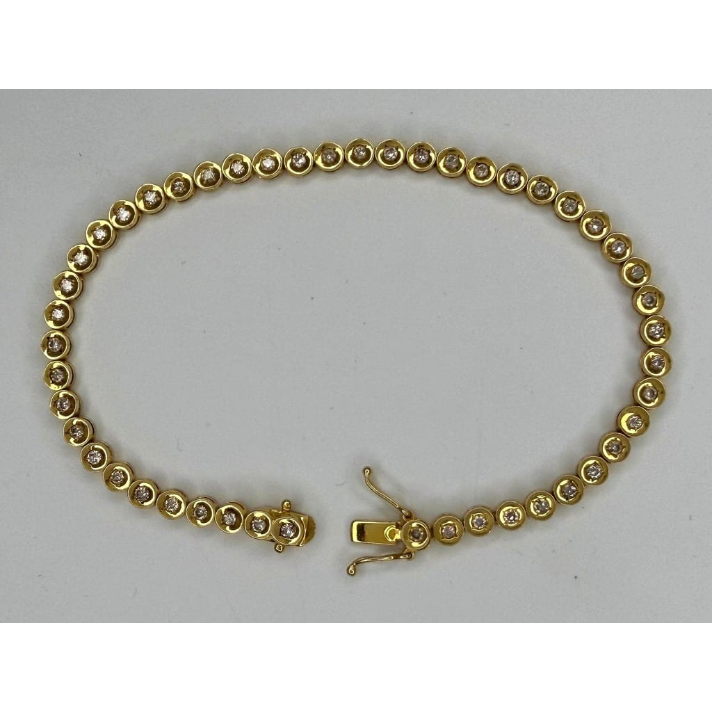 18K Yellow Gold 0.72 ctw Diamond Tennis Bracelet 1
