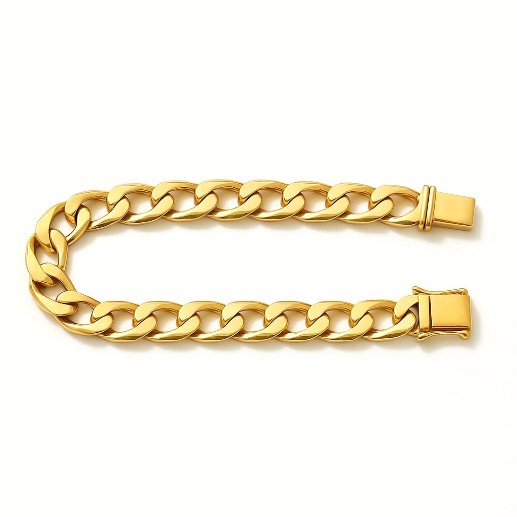 14K Yellow Gold Curb Bracelet Size 8" 1