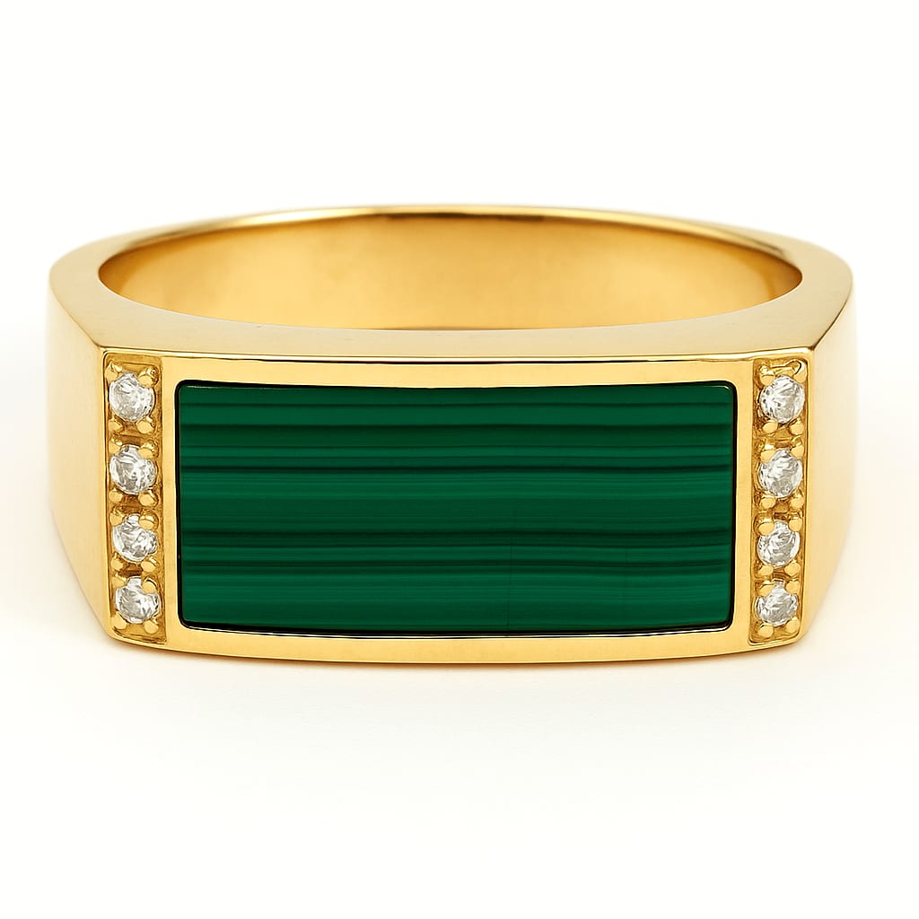14K Yellow Gold 0.12 ctw Malachite Diamond Ring 1