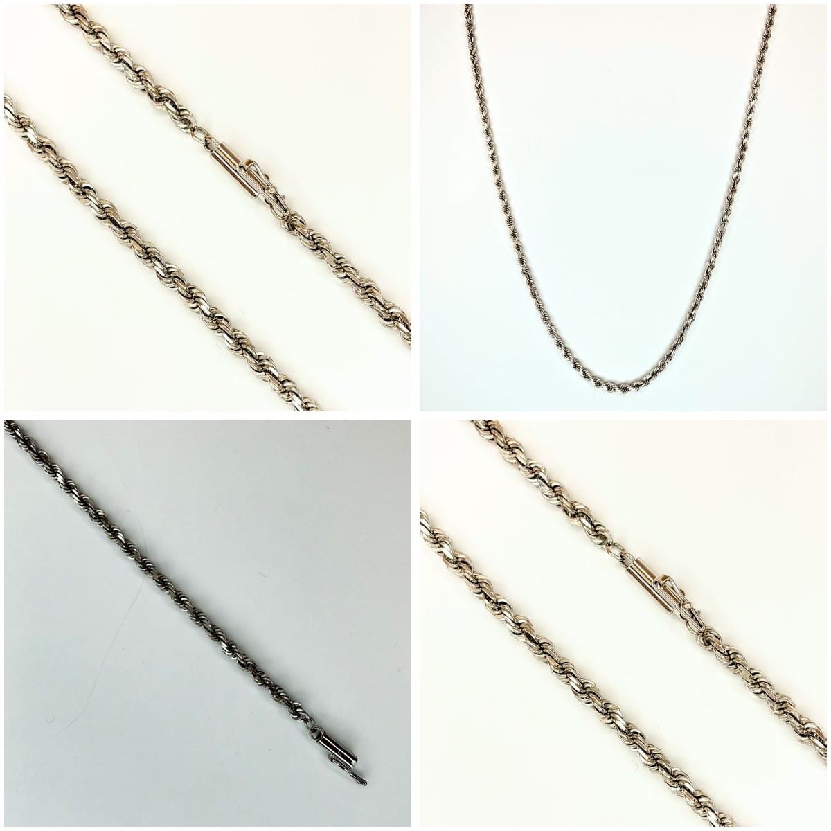 14K White Gold Rope Chain 18" 1