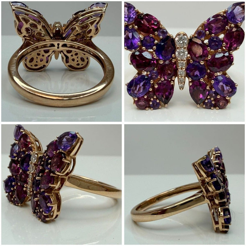 Effy 14K Rose Gold Butterfly Ring 34 Gemstones 2