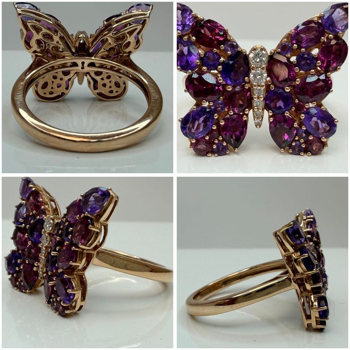 Effy 14K Rose Gold Butterfly Ring 34 Gemstones 2