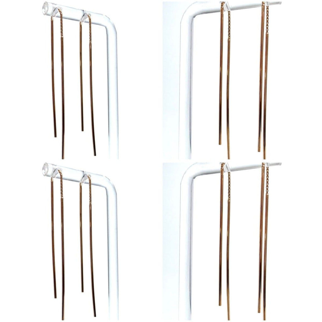 18K Rose Gold Long-Bar Threader Earrings 2