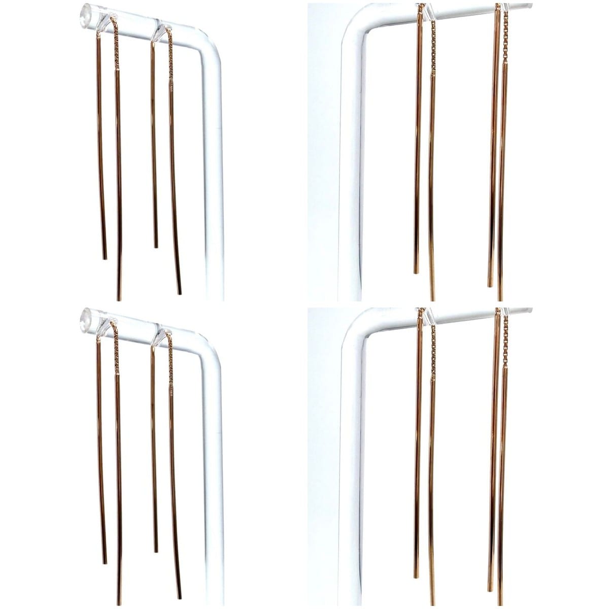 18K Rose Gold Long-Bar Threader Earrings 2