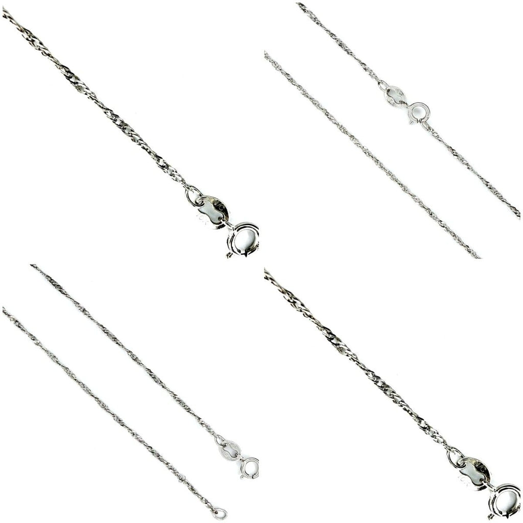 10K White Gold Singapore Chain Necklace 20" 2