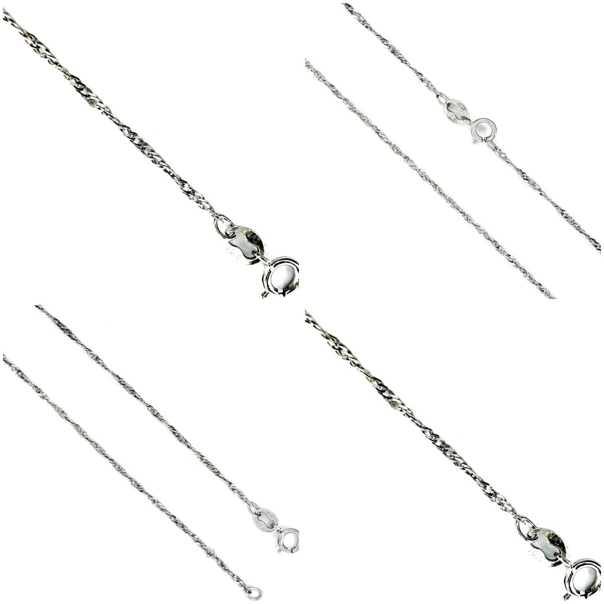 10K White Gold Singapore Chain Necklace 20" 2