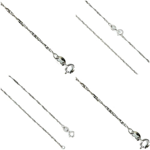 10K White Gold Singapore Chain Necklace 20" 2