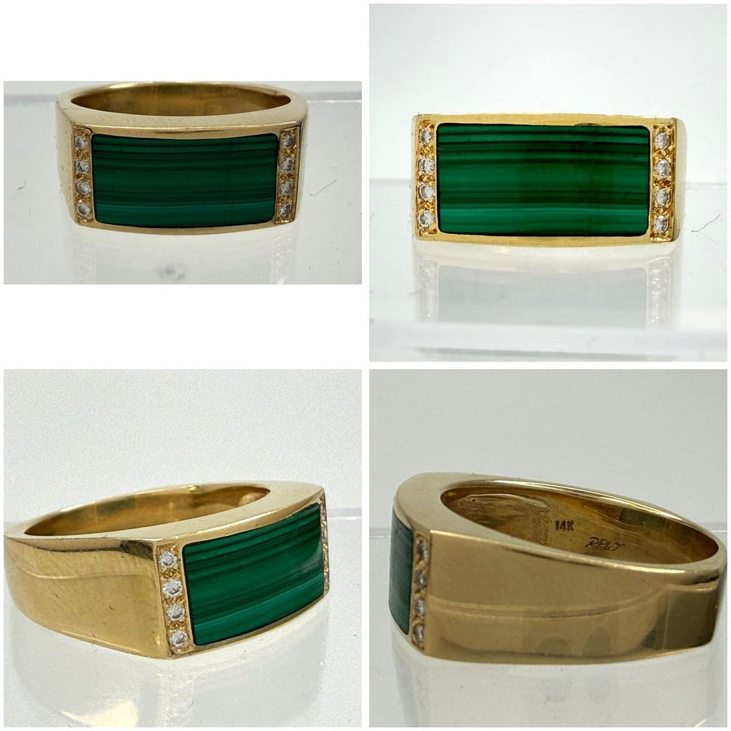 14K Yellow Gold 0.12 ctw Malachite Diamond Ring 3