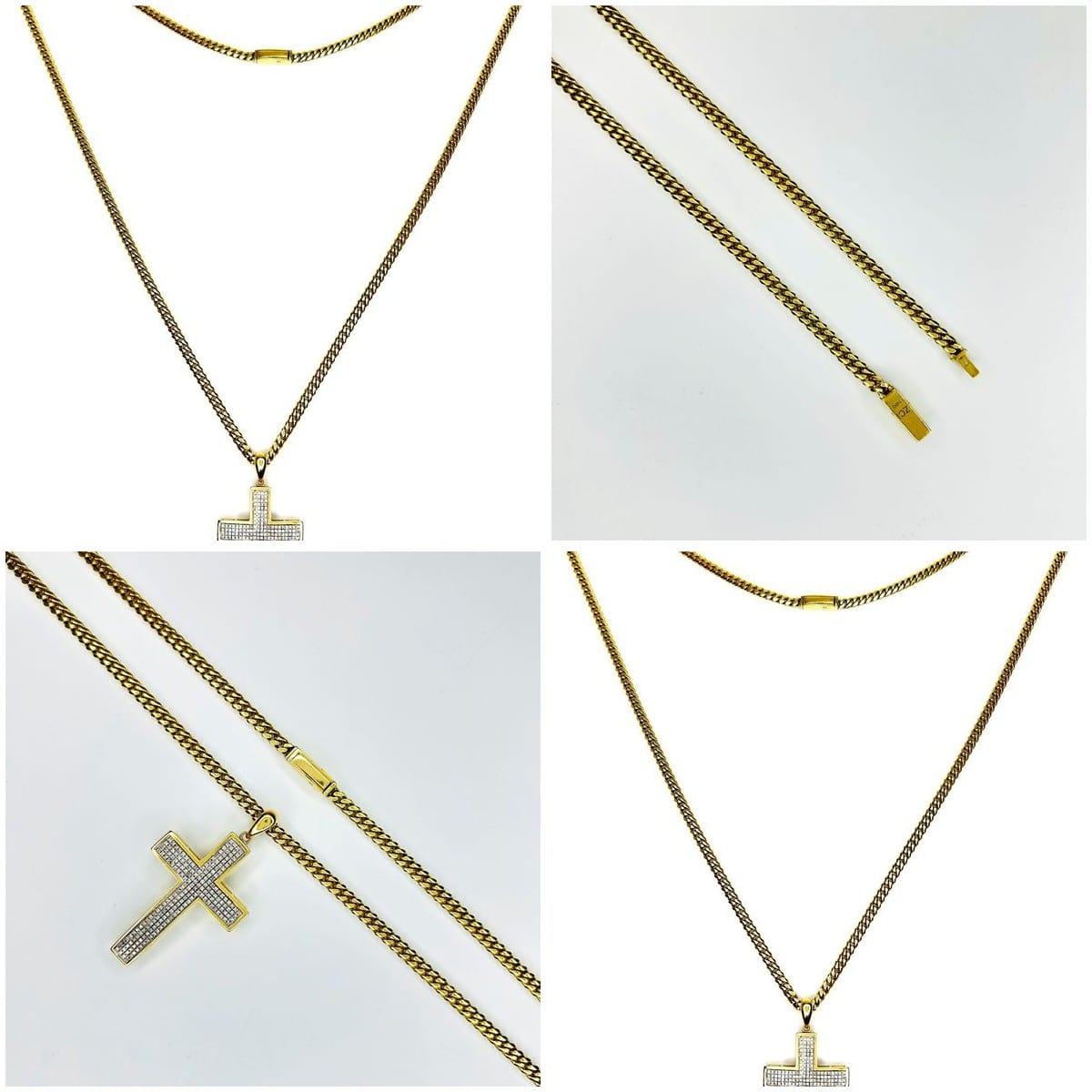 14K Yellow Gold 1.00 ctw Diamond Cross Necklace 3